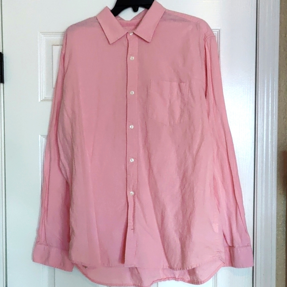 Gap men's standard fit linen button-down shirt primrose pink XL